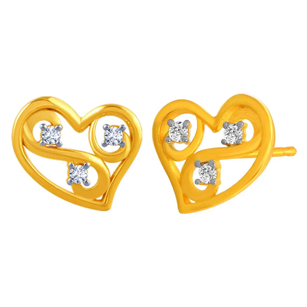 14k Heart Shaped Kalka  Gold Earrings