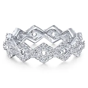 14K White Gold Diamond Fashion Stackable Eternity Band