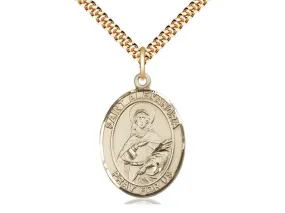 14kt Gold Filled St Alexandra Pendant on a 24 inch Gold Plate Heavy Curb Chain.