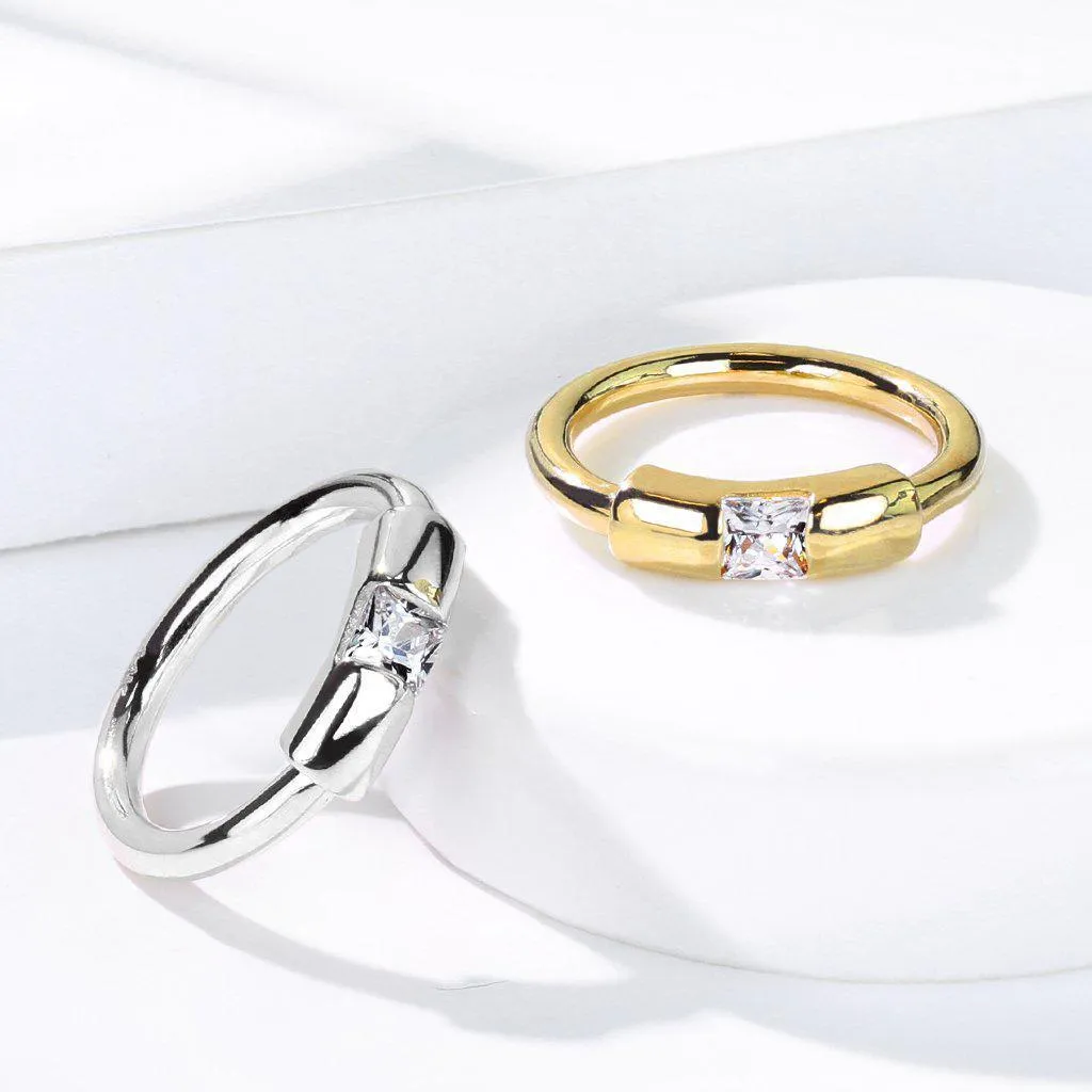14kt Gold Princess Cut Captive Ring