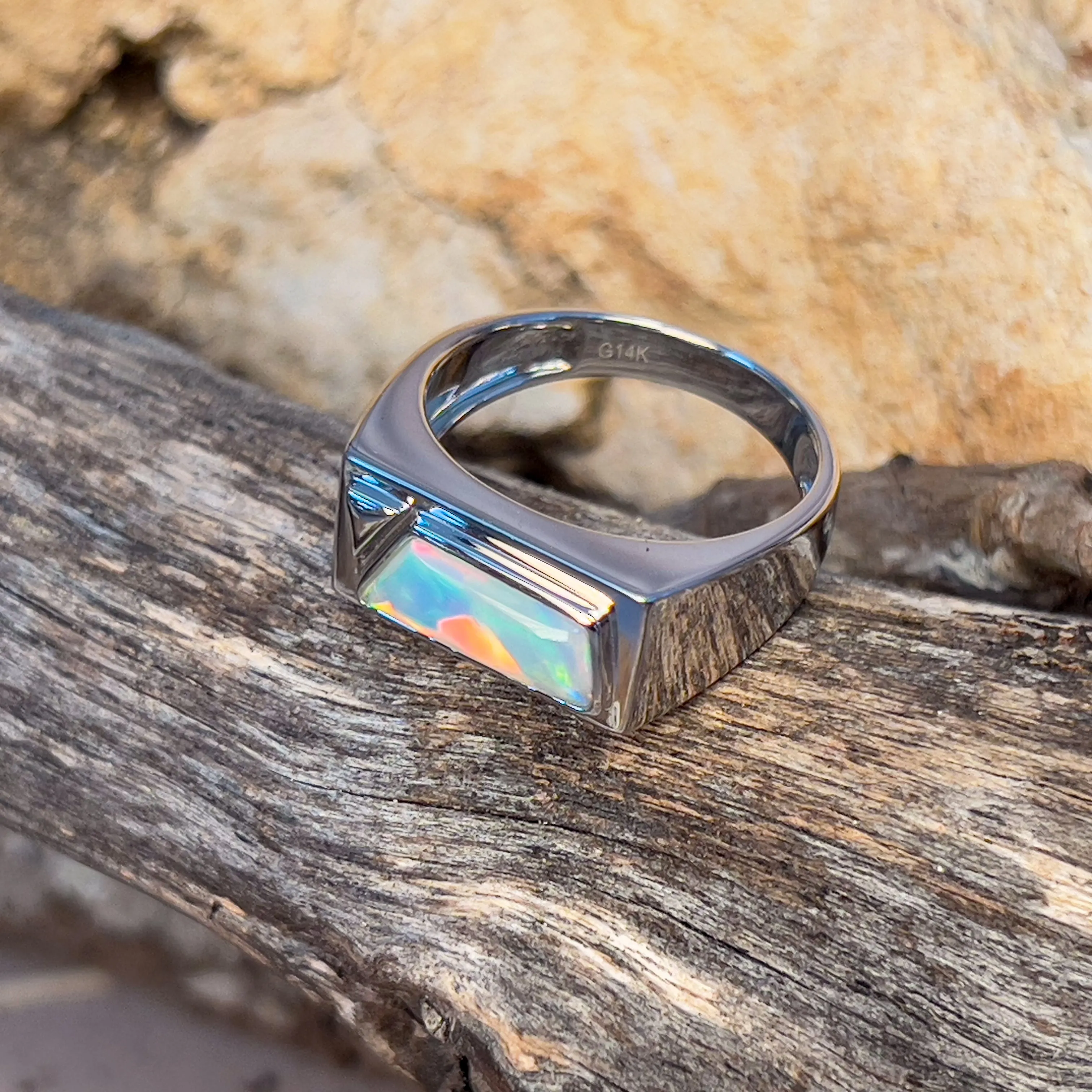 14kt White Gold Crystal Opal ring
