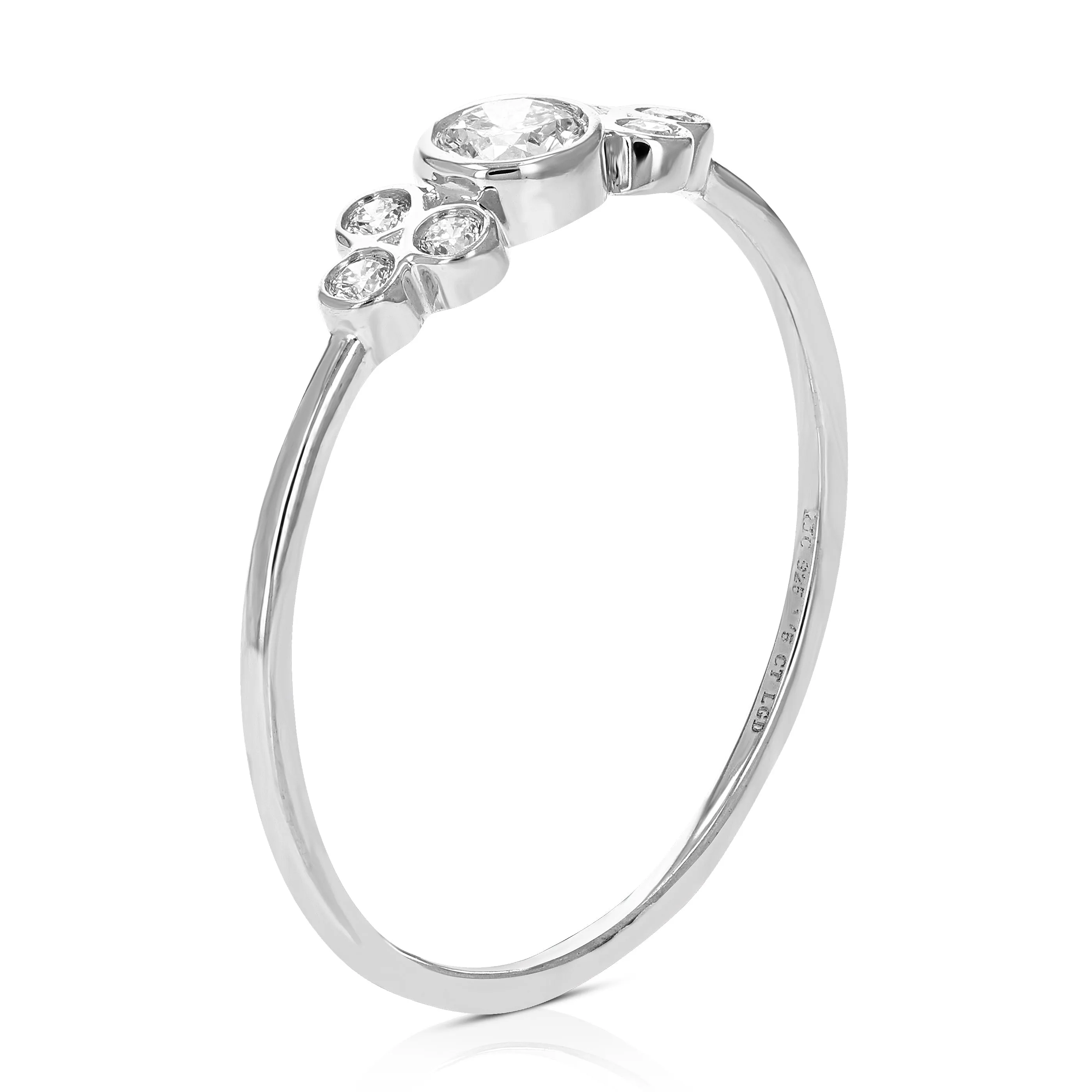 1/5 cttw Lab Grown Diamond Bezel Engagement Ring in Sterling Silver