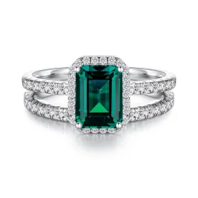 2 CT. Lab Grown Emerald Ring Set with Matching Wedding Band