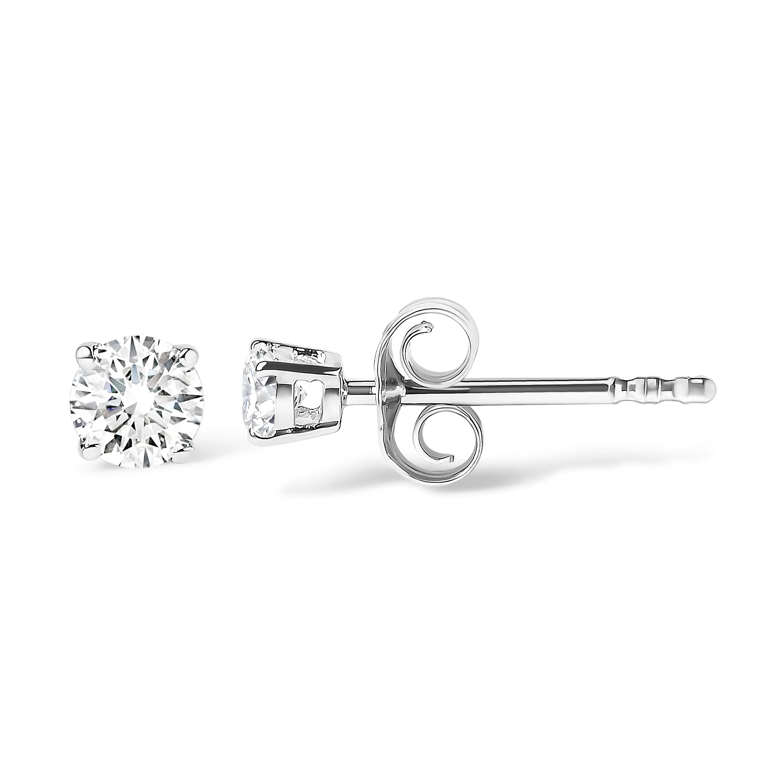.925 Sterling Silver 3/4 Cttw Round Brilliant-Cut Near Colorless Diamond Classic 4-Prong Stud Earrings