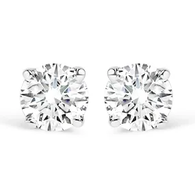 .925 Sterling Silver 3/4 Cttw Round Brilliant-Cut Near Colorless Diamond Classic 4-Prong Stud Earrings