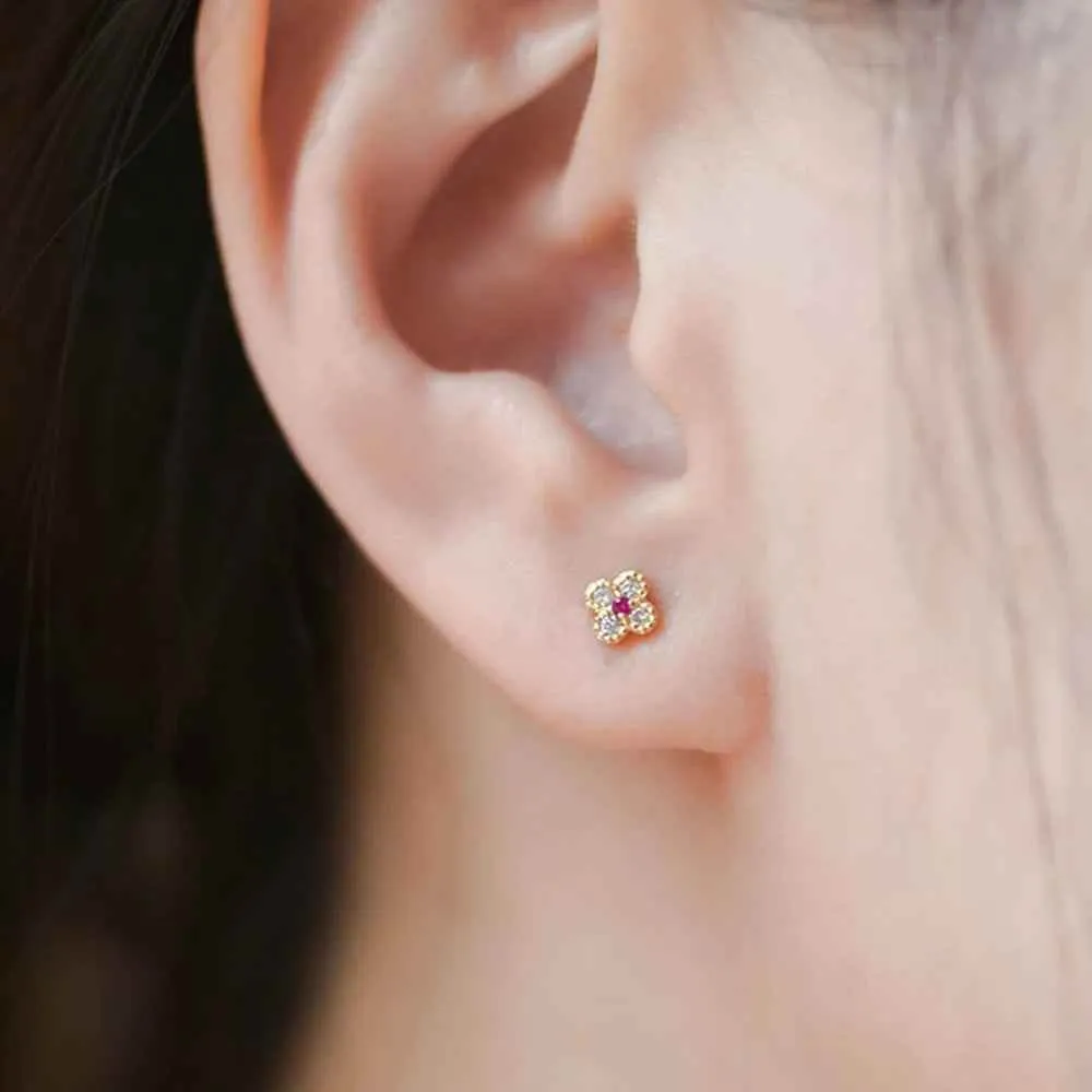 925 Sterling Silver Stud Earrings Charm Jewelry - Mini Cute Flower - Xm333