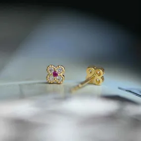 925 Sterling Silver Stud Earrings Charm Jewelry - Mini Cute Flower - Xm333