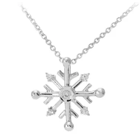 9ct White Gold Diamond Snowflake Pendant Necklace