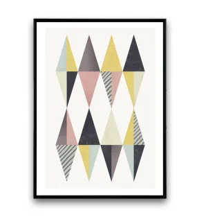 Abstract triangle art print, watercolor design poster, minimalist poster