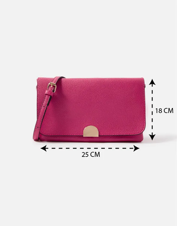 Accessorize London women's Faux Leather Pink Callie Sling bag