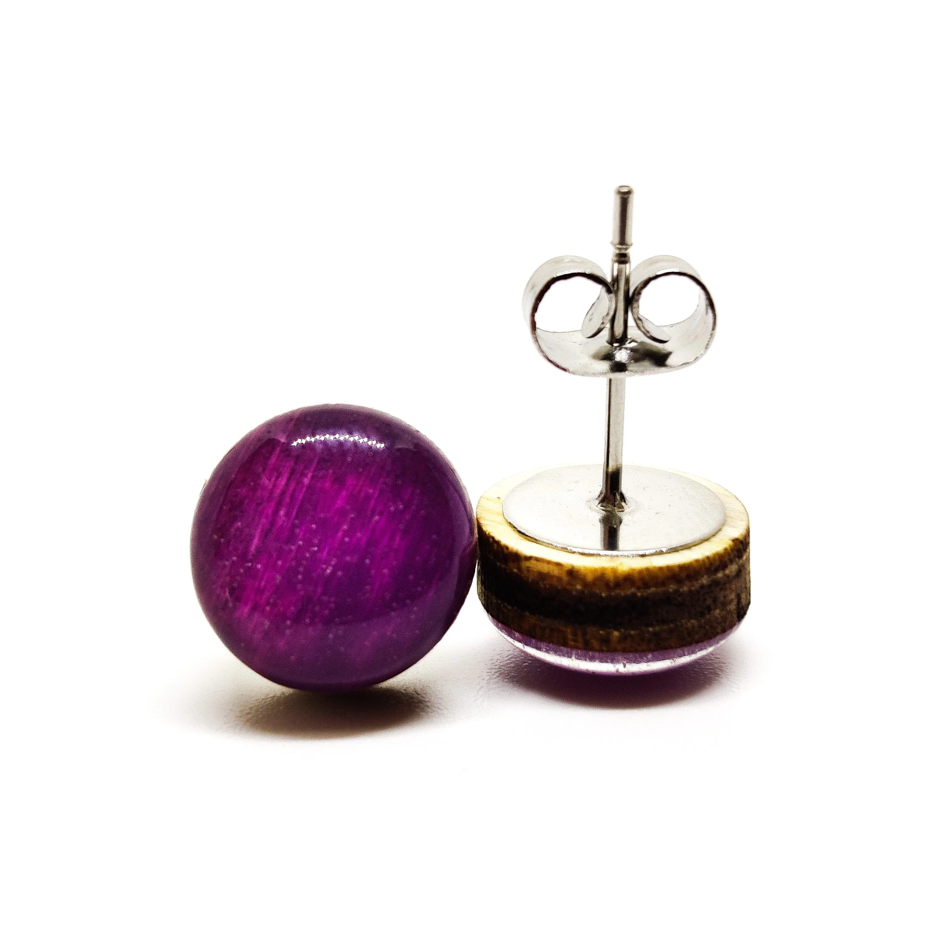 African Violet Purple Stud Earrings by Candi Cove Designs
