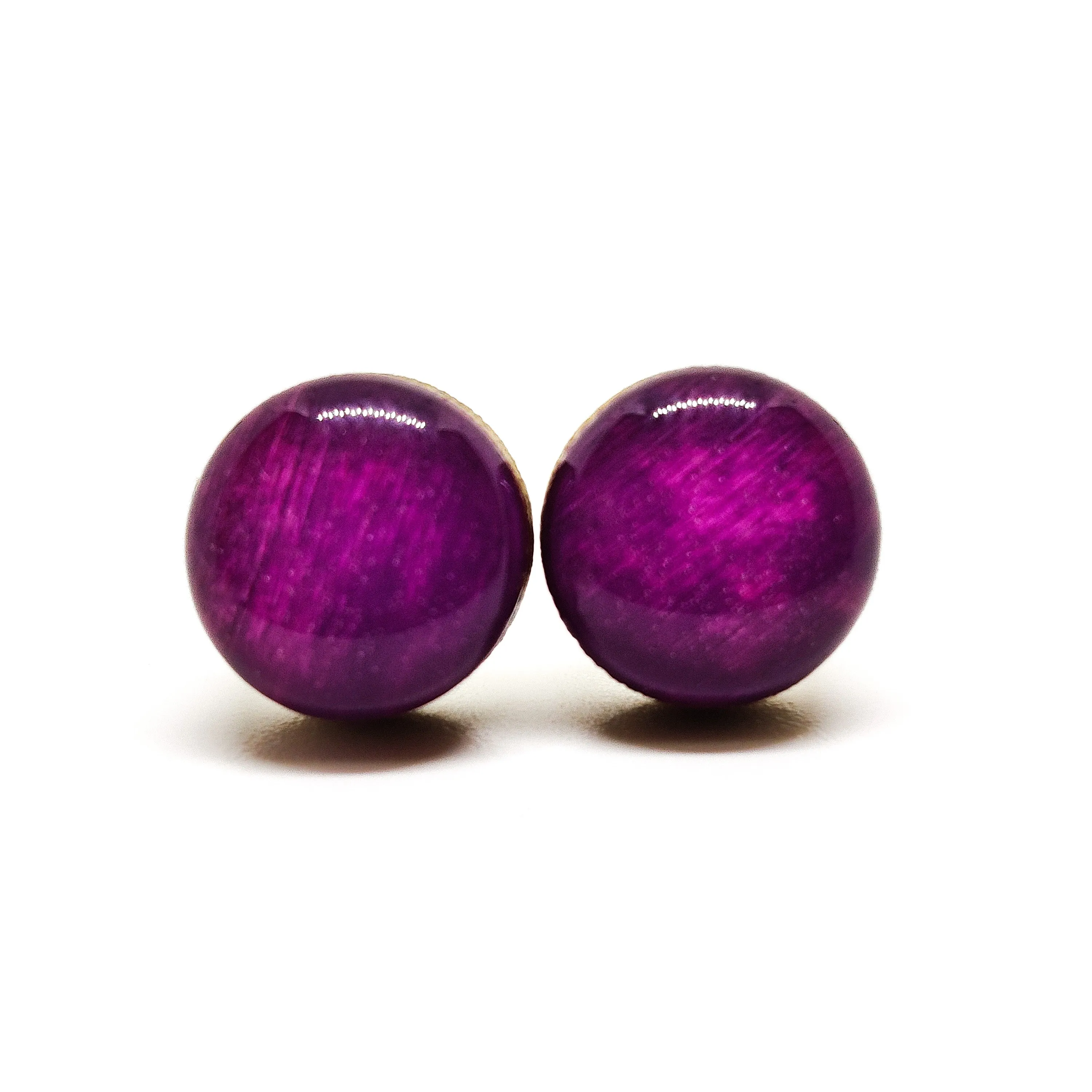 African Violet Purple Stud Earrings by Candi Cove Designs