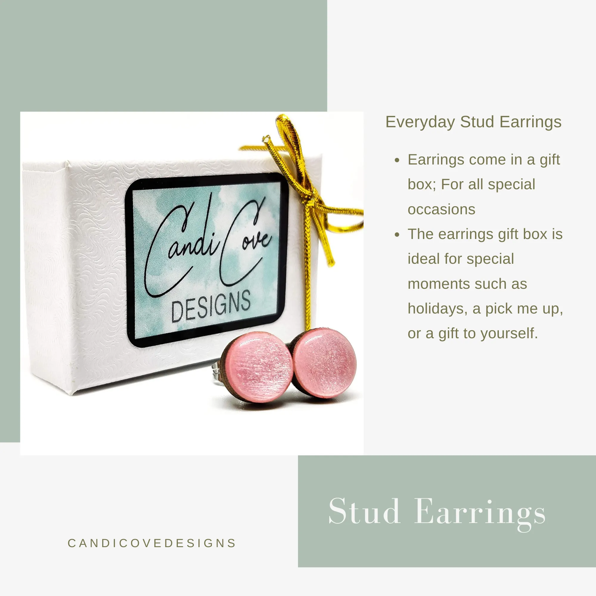African Violet Purple Stud Earrings by Candi Cove Designs