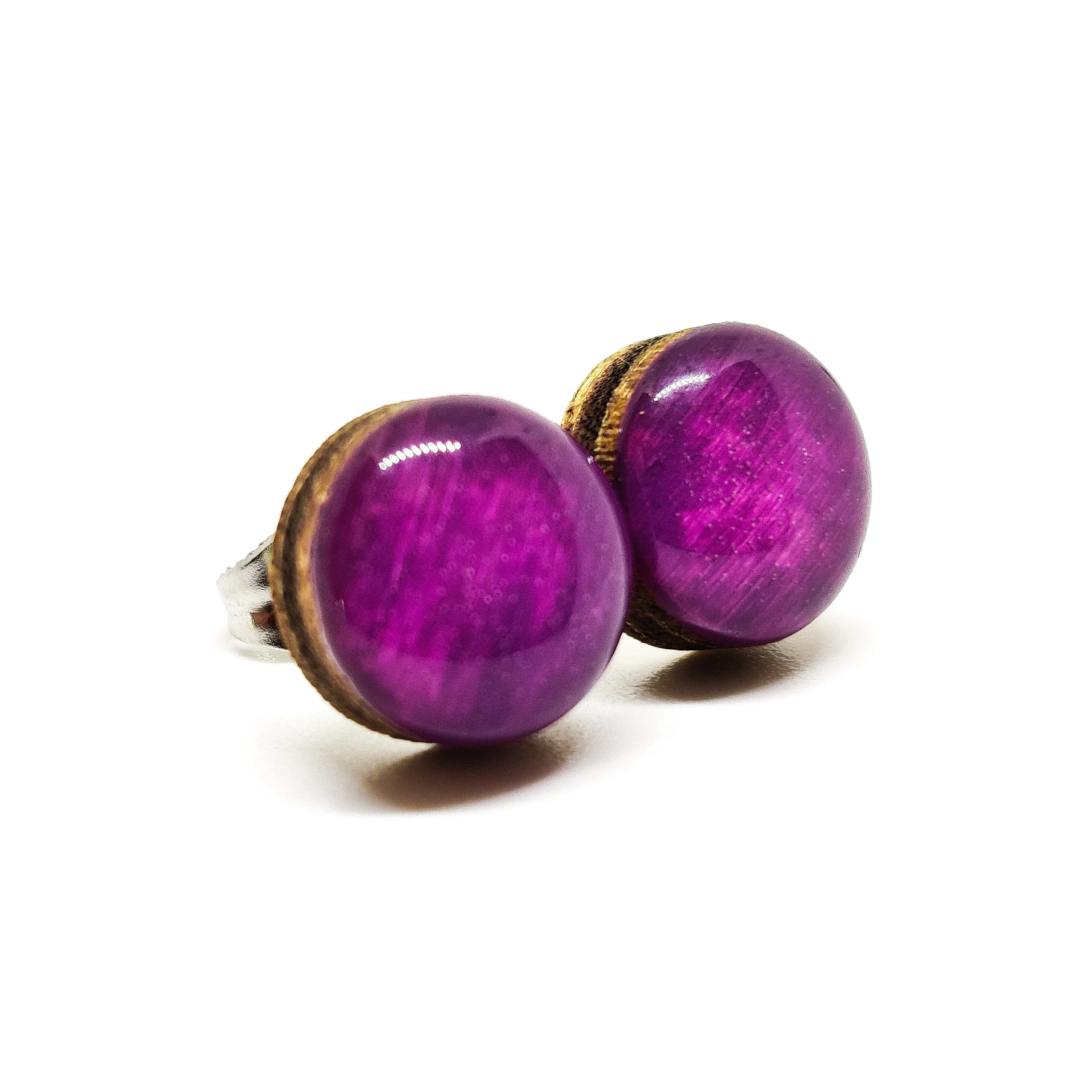 African Violet Purple Stud Earrings by Candi Cove Designs