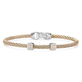 ALOR 1/10ctw Diamond Double Square Station Carnation Cable and Rose Gold Essential Stackable Bracelet