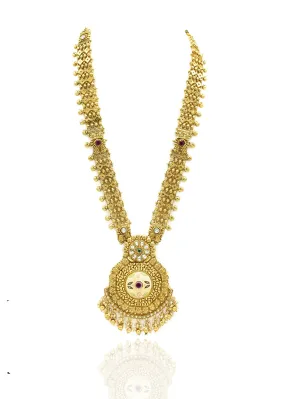 Amba Gold Meenakari Long Necklace Set