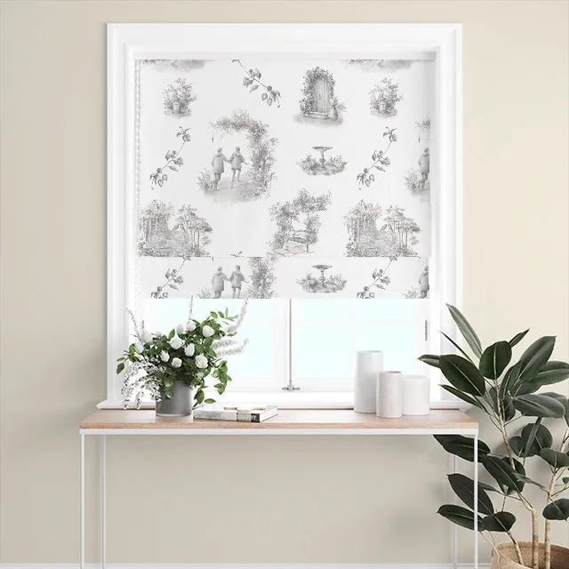 Aquitaine Toile Cotton Curtain Fabric - Grey
