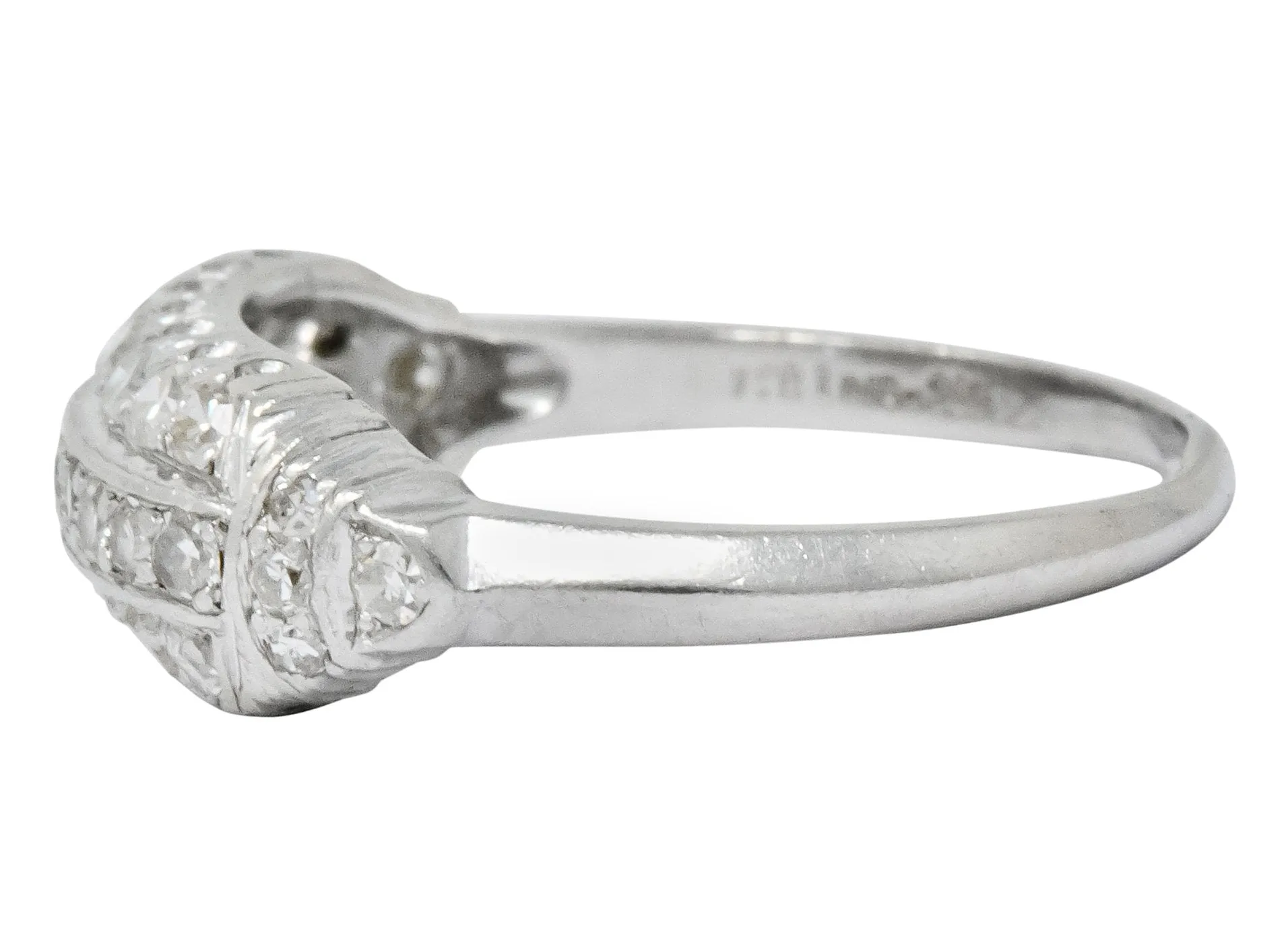 Art Deco 0.80 CTW Diamond Platinum Stackable Ring