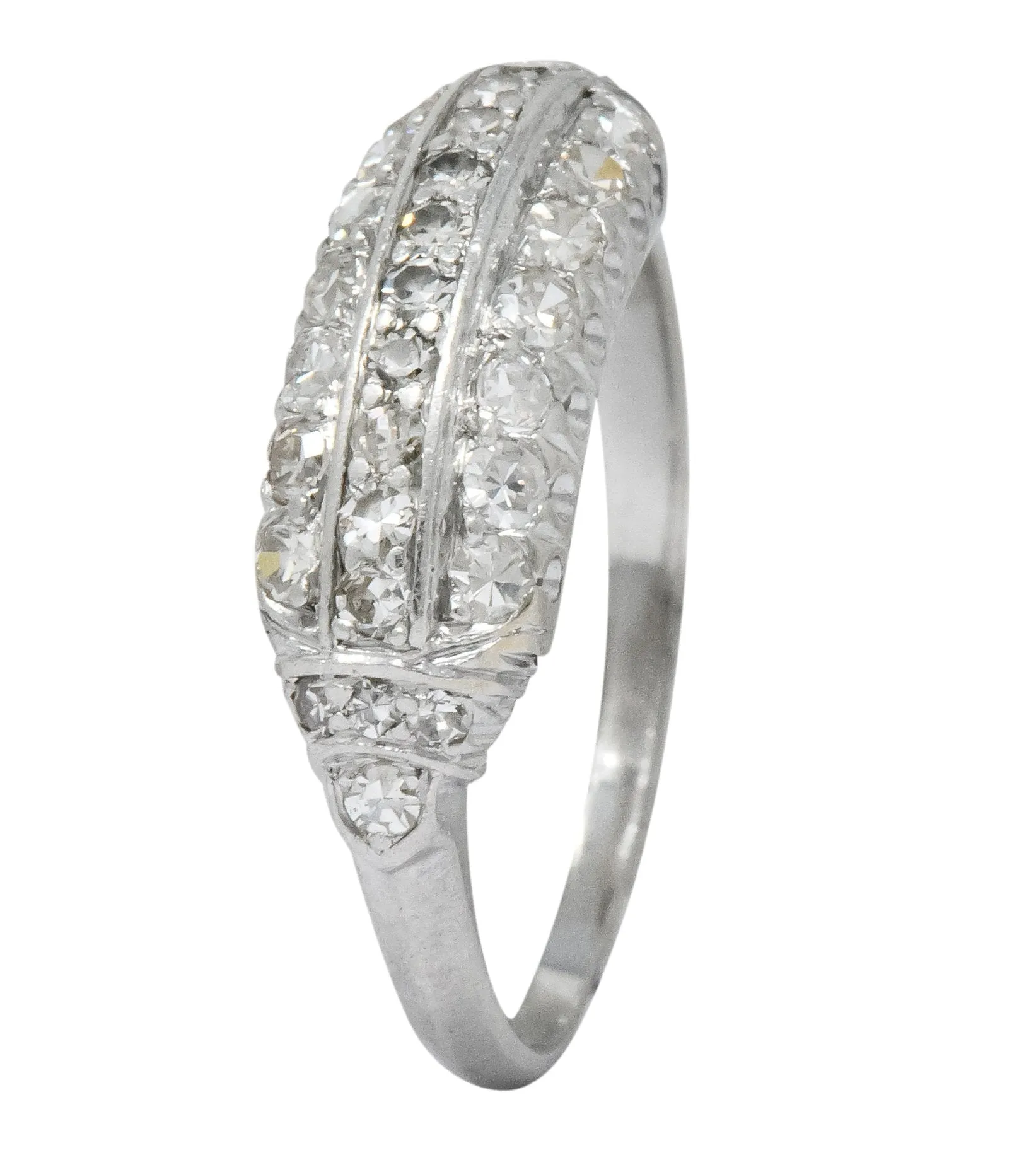 Art Deco 0.80 CTW Diamond Platinum Stackable Ring