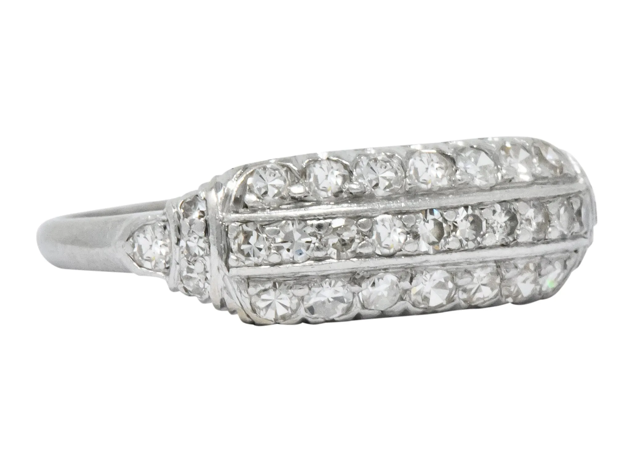 Art Deco 0.80 CTW Diamond Platinum Stackable Ring