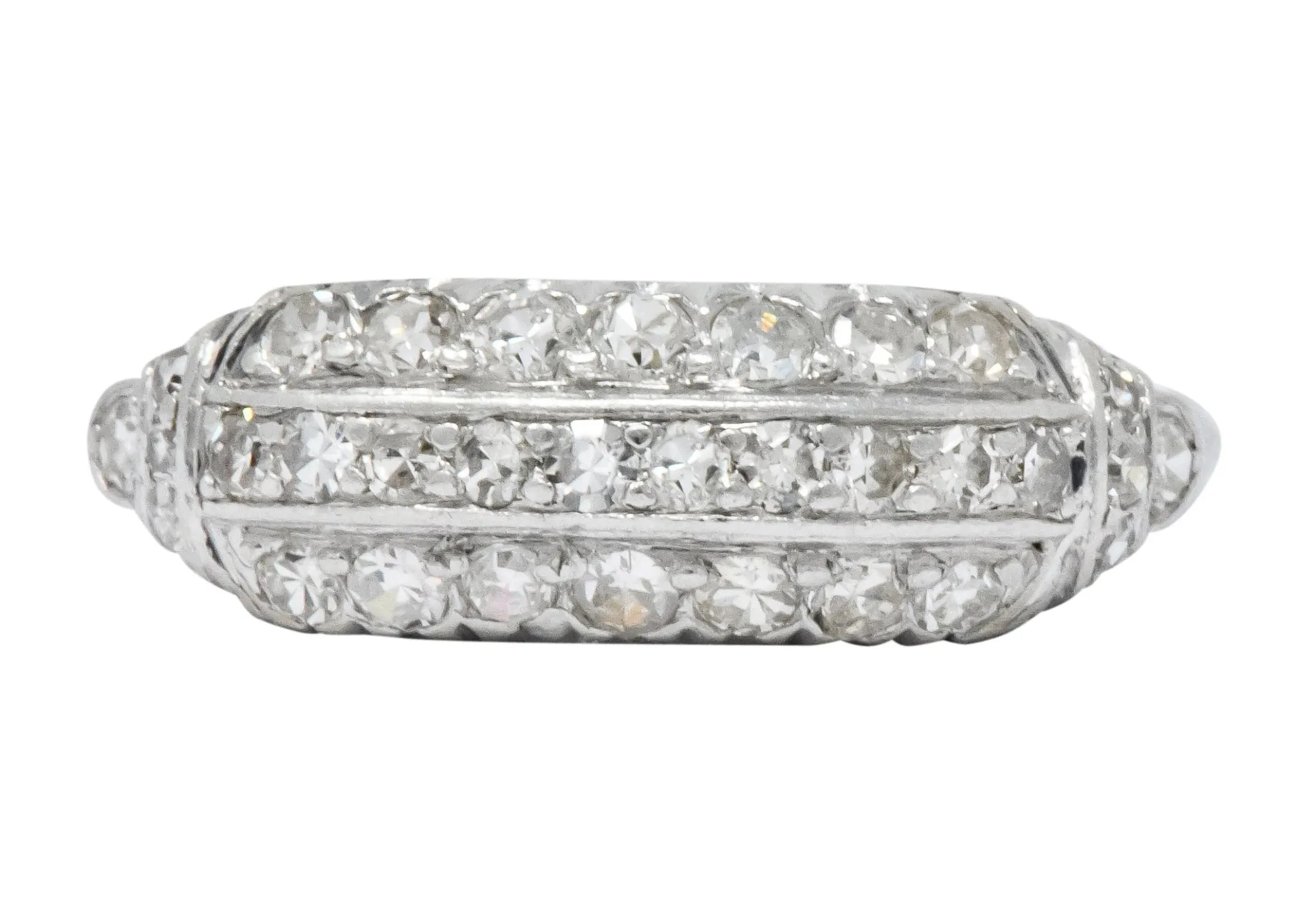 Art Deco 0.80 CTW Diamond Platinum Stackable Ring