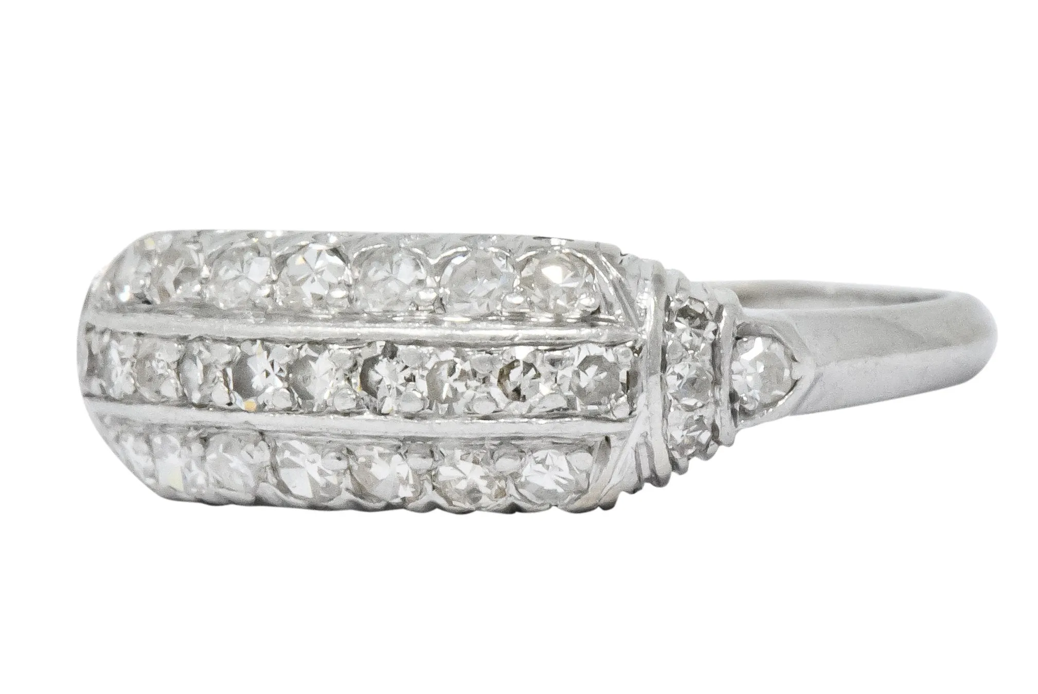 Art Deco 0.80 CTW Diamond Platinum Stackable Ring