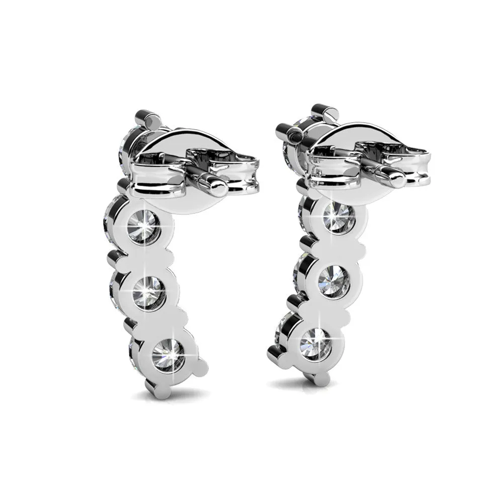 Aubree 18k White Gold Plated Drop Stud Earrings with Swarovski Crystals