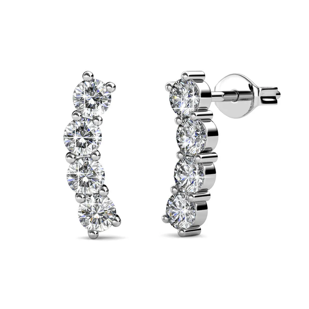 Aubree 18k White Gold Plated Drop Stud Earrings with Swarovski Crystals