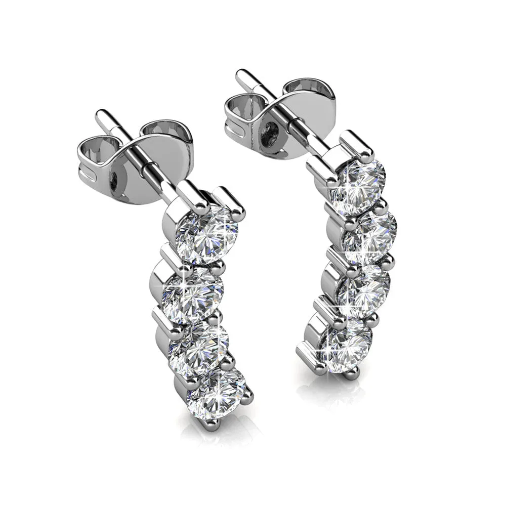 Aubree 18k White Gold Plated Drop Stud Earrings with Swarovski Crystals
