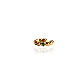 Beaded Green Dot Spark Ear Cuff