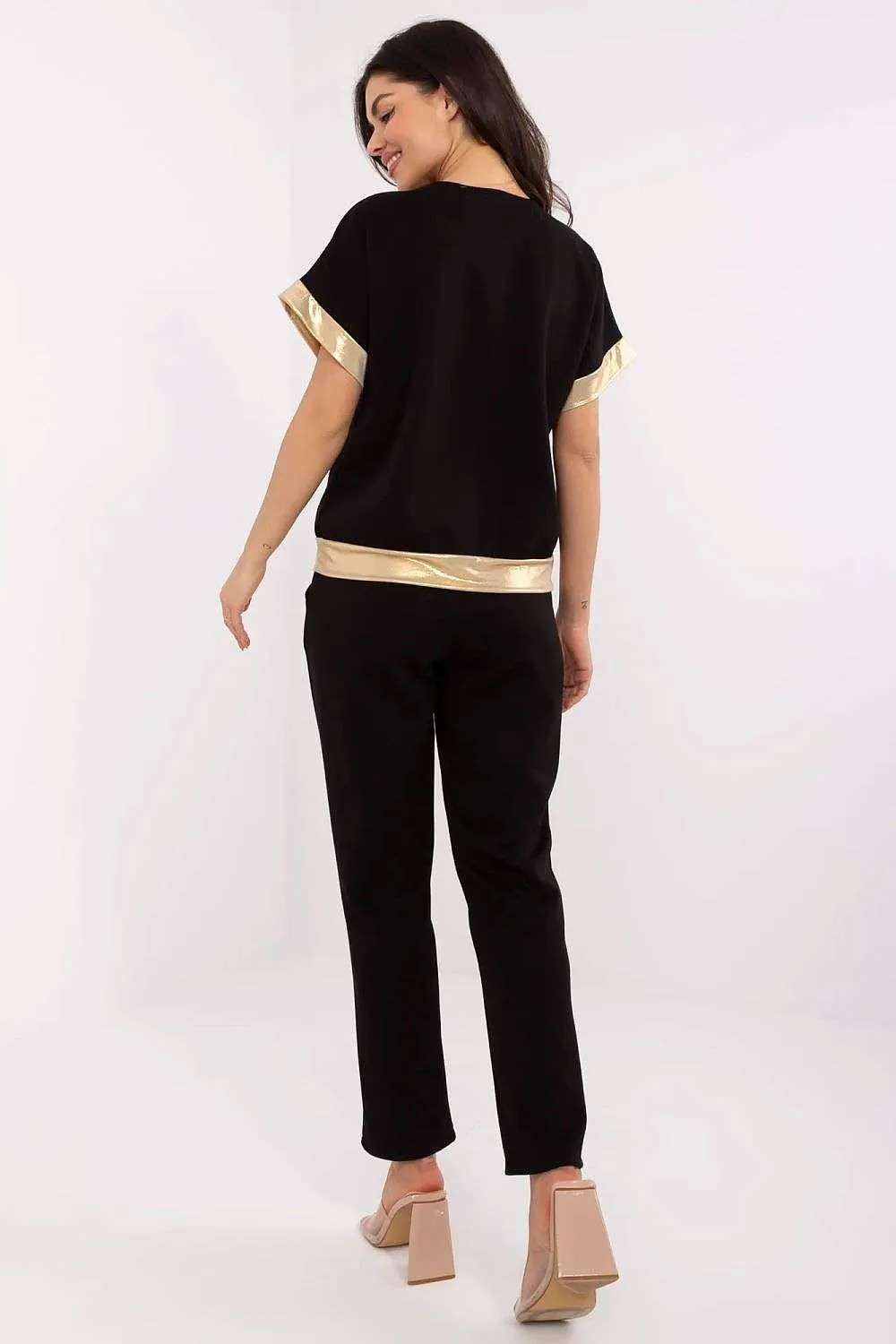 Beige Co-ord Set with Gold Detailing