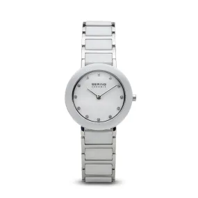Bering Ceramic Polished Silver White Watch