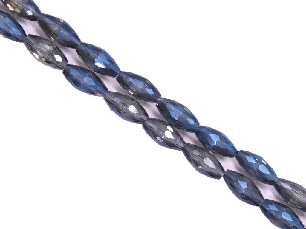 Blue Black Drum Crystal Beads