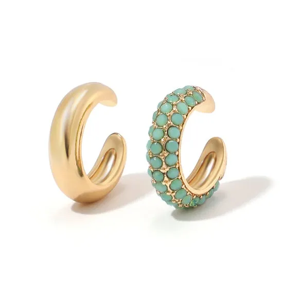 Bohemia Stackable C Shaped CZ Rhinestone Small Earcuffs Clip
