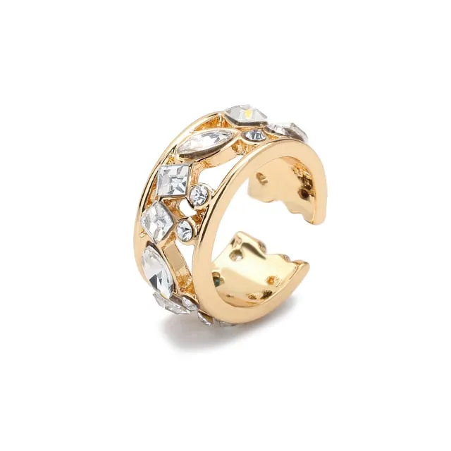 Bohemia Stackable C Shaped CZ Rhinestone Small Earcuffs Clip