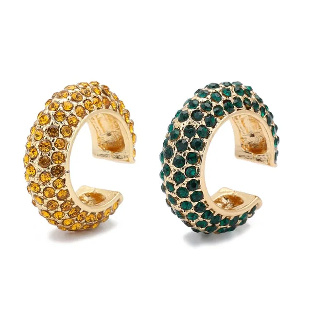 Bohemia Stackable C Shaped CZ Rhinestone Small Earcuffs Clip