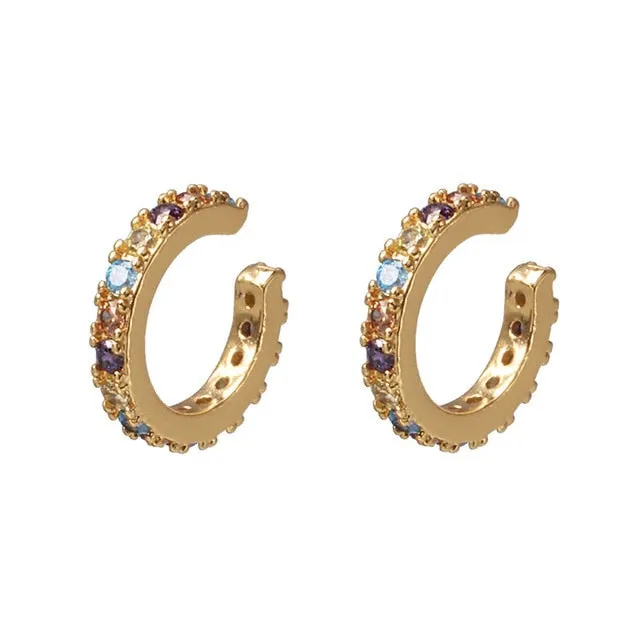 Bohemia Stackable C Shaped CZ Rhinestone Small Earcuffs Clip