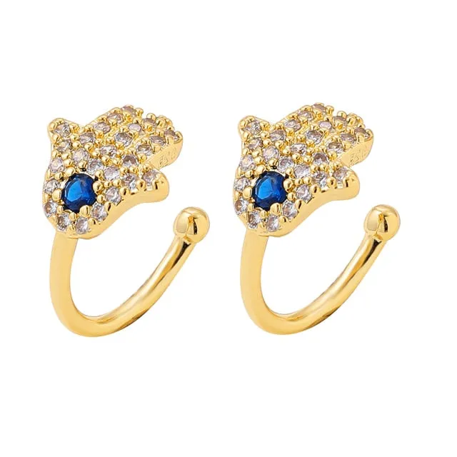 Bohemia Stackable C Shaped CZ Rhinestone Small Earcuffs Clip