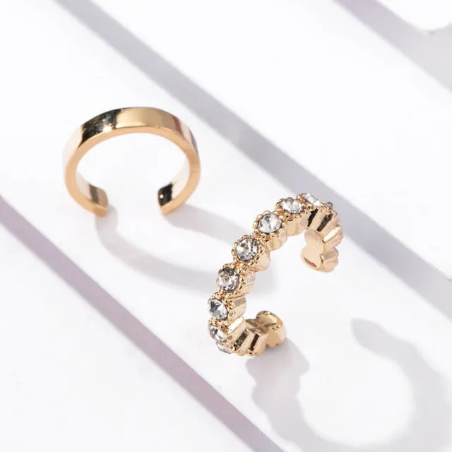 Bohemia Stackable C Shaped CZ Rhinestone Small Earcuffs Clip