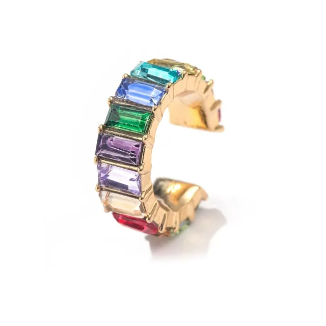 Bohemia Stackable C Shaped CZ Rhinestone Small Earcuffs Clip