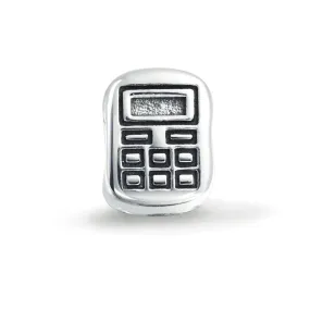 Bookkeeper Accountant Math Calculator Bead Charm .925 Sterling Silver