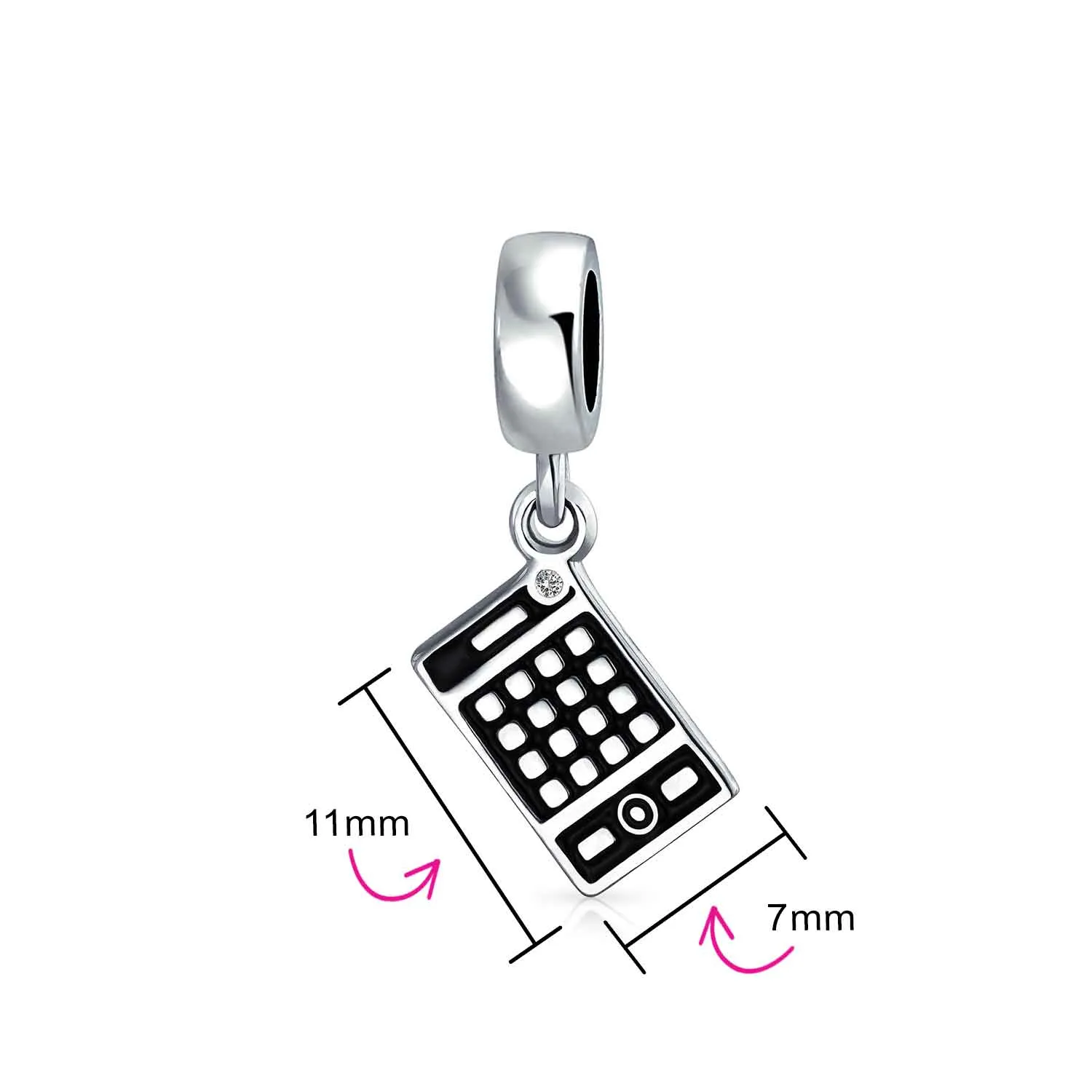 Bookkeeper Accountant Math Calculator Bead Charm .925 Sterling Silver