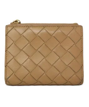 Bottega Veneta Tan Woven Leather Wallet