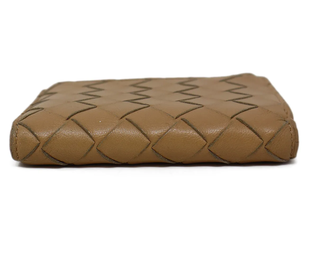 Bottega Veneta Tan Woven Leather Wallet