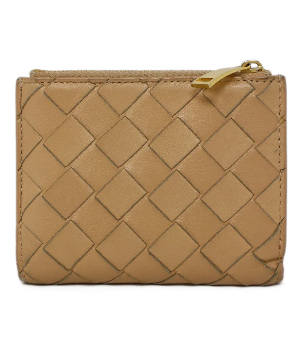 Bottega Veneta Tan Woven Leather Wallet