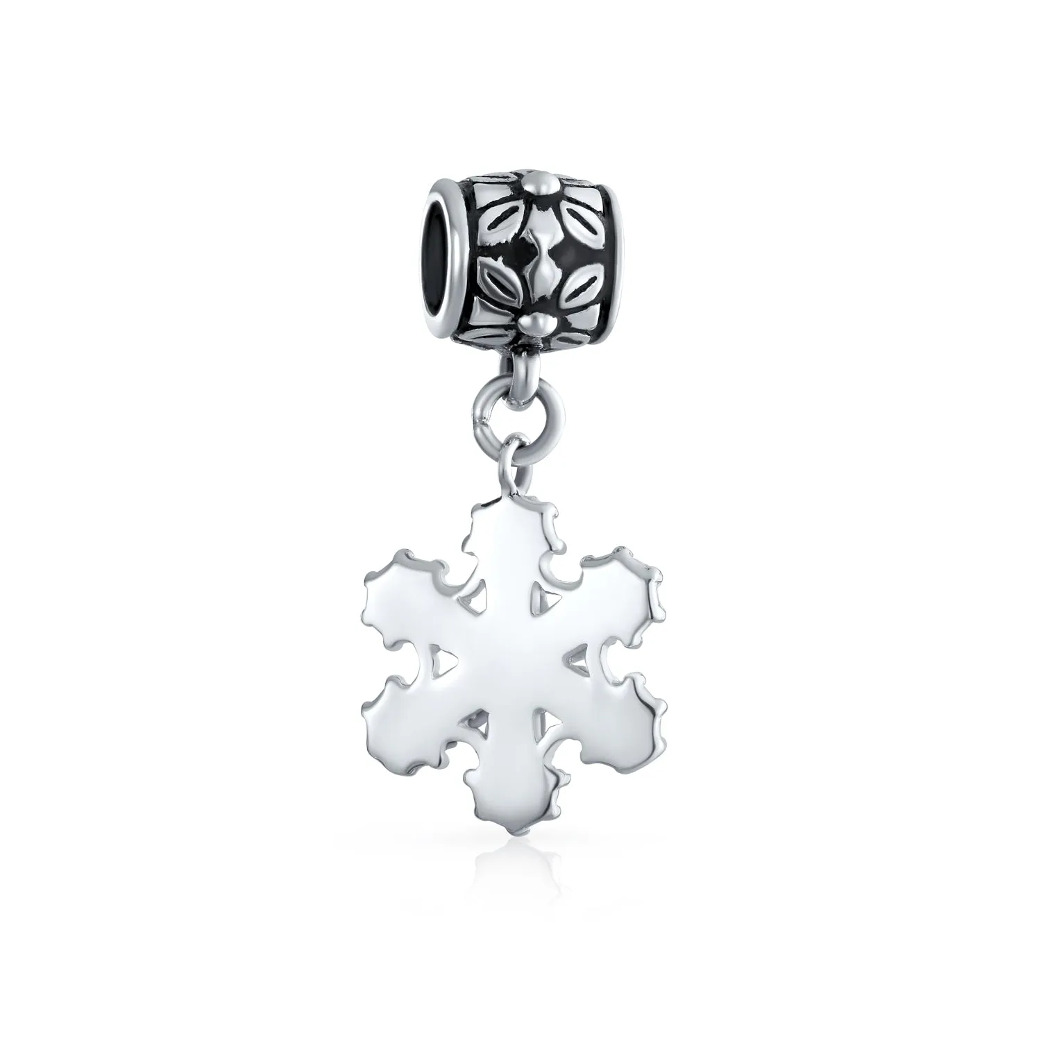 Christmas Charm Bead Snowflake Crystal Dangle for Holiday Bracelets