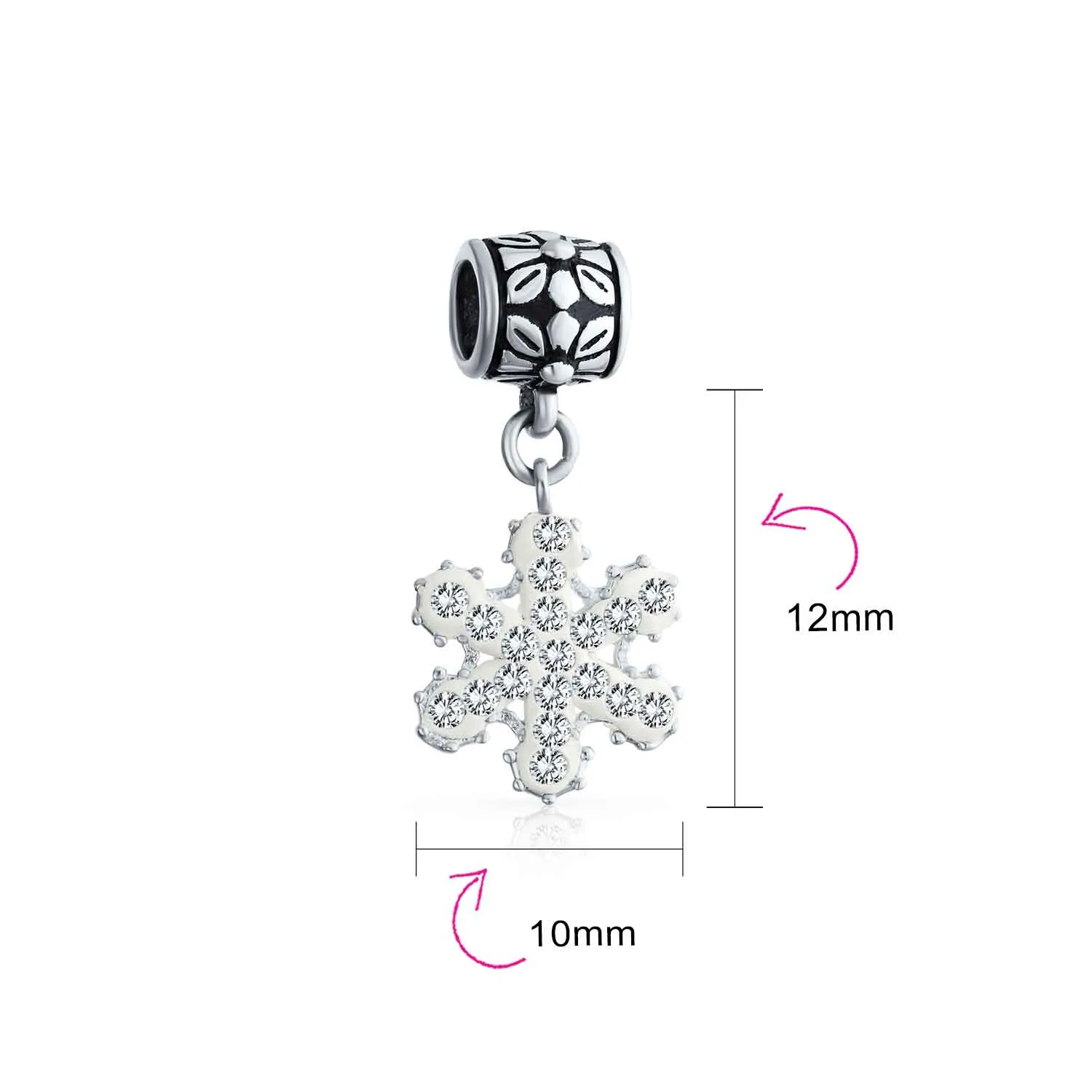 Christmas Charm Bead Snowflake Crystal Dangle for Holiday Bracelets