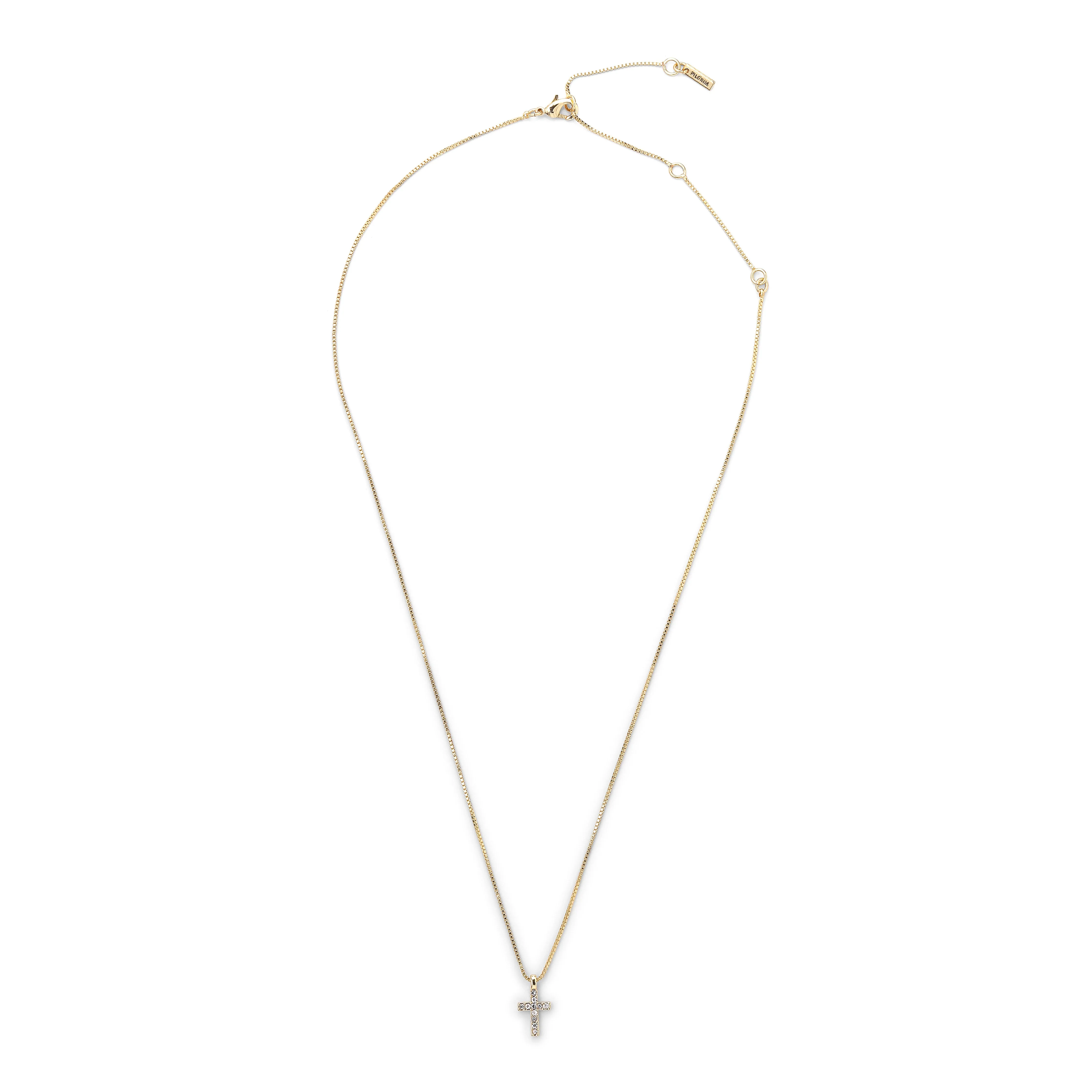 CLARA crystal cross necklace gold-plated