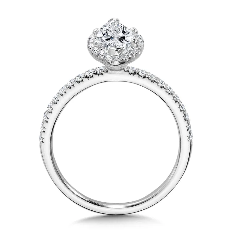 Classic Straight Marquise Halo Engagement Ring