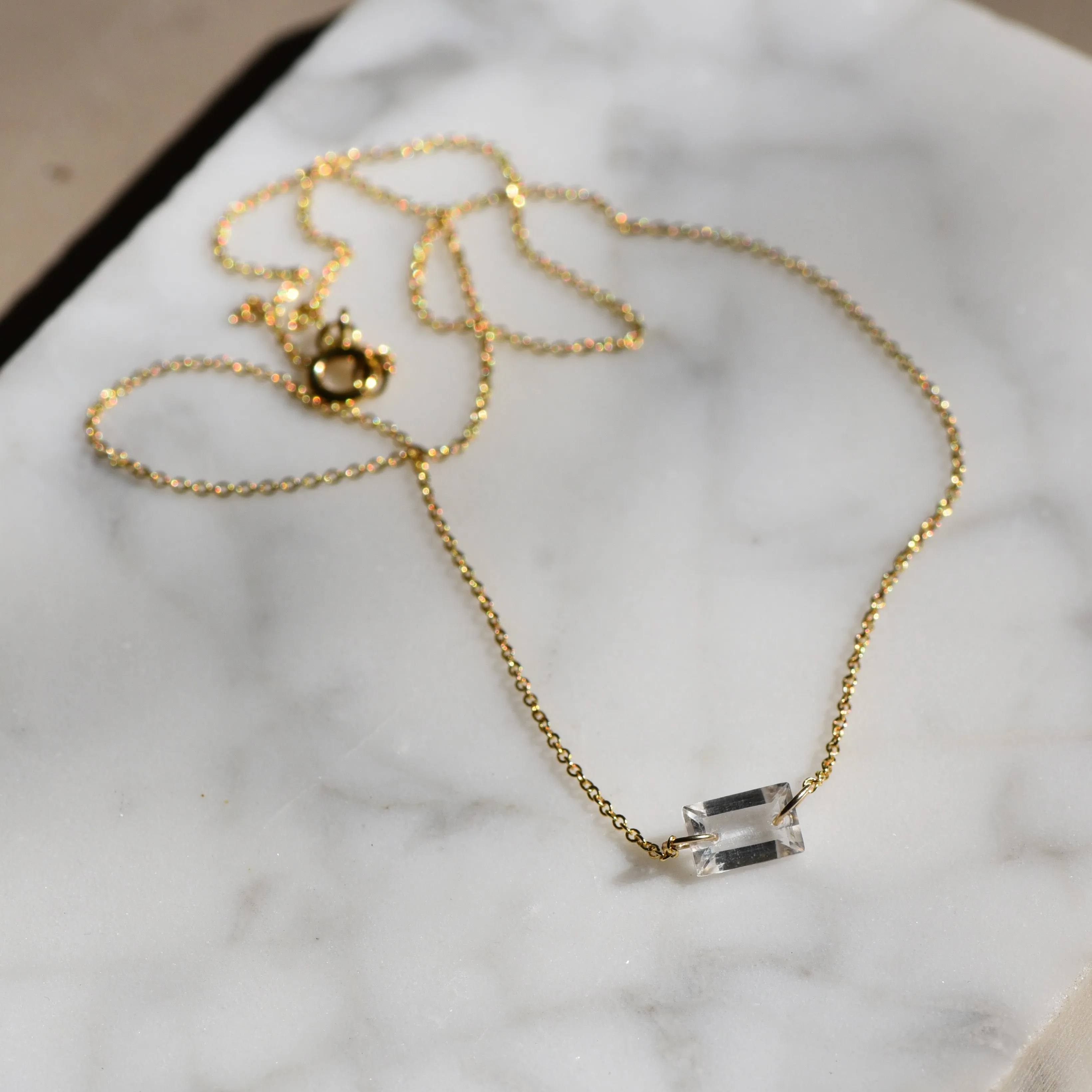 Clear Quartz Baguette Necklace